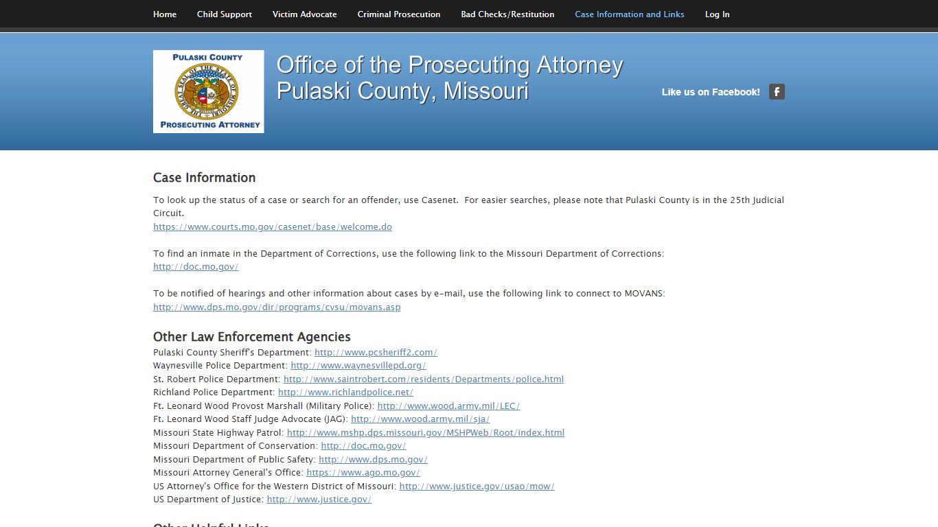 Case Information and Links - Office of the Prosecuting Attorney Pulaski ...