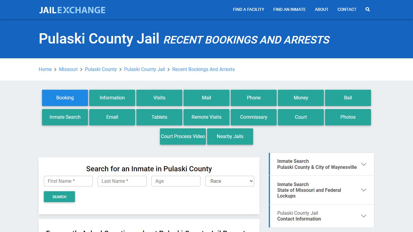 Pulaski County Jail MO Recent Arrests and Bookings - Jail Exchange